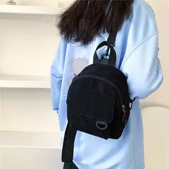 Mini mochila feminina, mochila escolar de veludo simples pequena, grande capacidade, mochila feminina durável, monocromática, casual, viajando, moda na internet