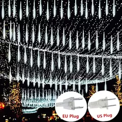 LED Meteor Shower Rain Lights Fairy String Light Impermeável, Falling Raindrop, Decoração de Natal Decoração de feriado Decoração de pátio