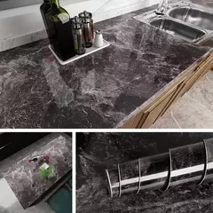 Adesivos de parede de cozinha Vinyl Marble Autoadesivo Wallpaper DIY Heatproof Waterproof Contato Contínuo Wallcovering Wall Decor - Wolf Magazine