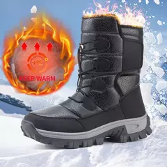 Botas de neve de pelúcia quente para homens, botas impermeáveis de motocicleta, botas antiderrapantes, top alto, novo, inverno - comprar online