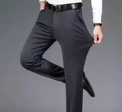 Imagem do Calças de roupa elástica de resfriamento masculina, calças estrias de escritório, seda gelada, calça masculina de verão, calças de alfaiataria elegante, clássica, 2024