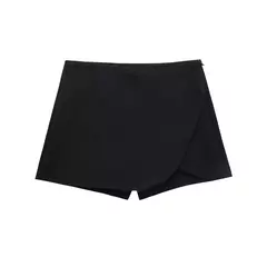 TRAF-Mini-saia de cintura alta feminina, calção envoltório, preto, rosa, sexo, verão, moda outono - Wolf Magazine