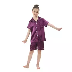 Pijama de seda menino e menina, pijama de seda infantil de 2 a 14 anos, criança pequena, pijama de seda de manga curta, pijama de seda - comprar online