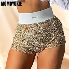 Imagem do Mini Shorts de cintura alta com lantejoulas femininas, Roupas Glitter, Skinny, Festa, Boate, Streetwear, Sexy, Verão, Tendência da Moda, 2023