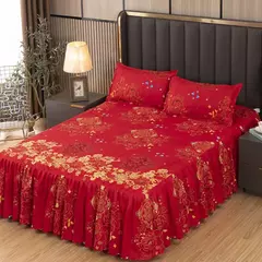 Imagem do Lençóis planos respiráveis confortáveis, cama de luxo, colcha lavável, colchão king e queen size, saias de cama, moda