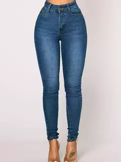 Calça jeans skinny com elástico de cintura alta feminina, calça comprida lápis, envoltório reto de perna, calça casual quadris, vintage, estreita, senhora - comprar online