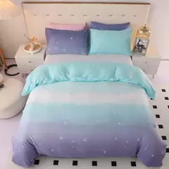 Galaxy capa de edredão lua estrelas consolador conjunto capa para crianças decoração do quarto feminino, azul gradiente céu estrelado céu estrelado conjunto cama