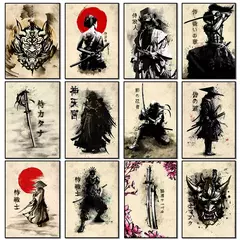 Japonês Samurai Canvas Pintura Wall Art, Cartazes e Impressões de Personagem, Decoração para Casa, Imagem para Sala, Quarto Estética - loja online