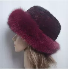 Chapéu de pele de vison genuíno para mulheres gorro de malha natural de luxo chapéu de malha artesanal pele de raposa real moda inverno quente, novo