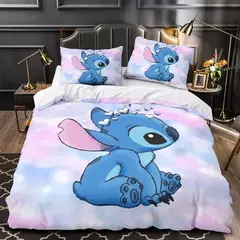 Disney Stitch Cartoon 3D Impresso Lençóis, Conjunto de Têxtil Doméstico Infantil, Capa para Colcha, Fronha, 3 pcs - comprar online