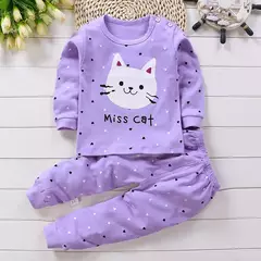 Pijama com manga longa top e calças para meninas e meninos, moda casa roupas, traje da noite, outono - comprar online