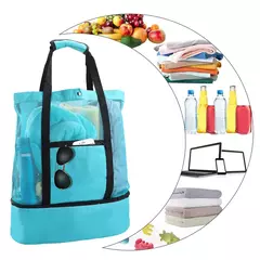 Grande bolsa de malha transparente de camada dupla para mulheres, alta capacidade, preservação de calor, piquenique, praia, bolsa, escritório, almoço, lanches, bolsa - comprar online