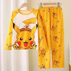 Pijamas de seda de leite de manga longa das crianças design dos desenhos animados roupas para casa adequado primavera verão estilo fino roupas de ar condicionado - loja online