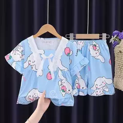 Pijama infantil para desenhos animados, roupas esportivas casuais, roupas para casa, camiseta estampada, kuromi, novo, verão