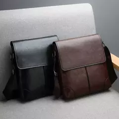 Bolsa crossbody impermeável para homens, cor sólida, grande capacidade, pasta portátil, armazenamento de couro PU, sacos de ombro, meninos na internet