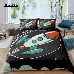 Conjunto de cama para meninos da aviação dos desenhos animados, astronauta Duvet Cover, Blue Sky Dream Quilt Cover, gêmeo, único, tamanhos duplos, fronha - loja online