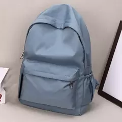 Imagem do Mochila impermeável de grande capacidade para mulheres, mochila zíper suave, cor sólida, mochila casual para adolescentes, fonte de estudante