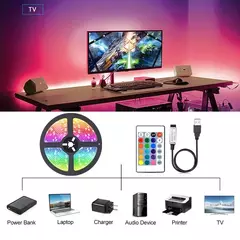 USB Cor Mudar LED Strip Lights, 5050 RGB, fita flexível da lâmpada para a decoração do quarto, TV Backlight Diode, Controle APP - comprar online