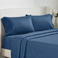 Conjunto de lençóis batilo, 4 peças, luxo, lençol e plano com fronha, conjunto de cama listrado sólido para gêmeo/completo/queen/king size - comprar online