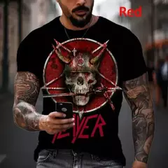 Rock de heavy metal masculino Slayer camiseta de hip hop impressa em 3D, roupas casuais, gola redonda, estilo legal, cosplay de manga curta - comprar online