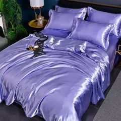 Conjunto de cama sedoso puro cetim, edredão de luxo, lençóis e fronha, cama queen e king size, cama de solteiro e casal