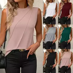 Blusas finas casuais monocromáticas para mulheres, camisas vintage, tops elegantes para jovens, moda feminina, verão, 2024 na internet