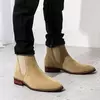 Botas de camurça de vaca masculina, couro genuíno, sapato alto, bota casual no tornozelo, curta, estilo britânico, moda, inverno