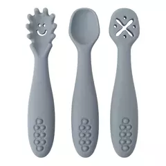 3 pçs colher de silicone garfo para utensílios de bebê conjunto alimentação comida criança aprender a comer treinamento garfo macio talheres utensílios de mesa das crianças - comprar online