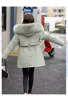 Parka longa de lã com capuz feminino com gola de pele, casaco fino, roupas acolchoadas, neve quente, moda inverno, novo, 2023 na internet