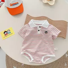 Macacão de Manga Curta Recém-nascido, Envoltório Triângulo, Bodysuit Peido, Macacão Turn Down, Roupas Infantis de Bebê, 0 a 18 Meses, Atacado, Verão na internet