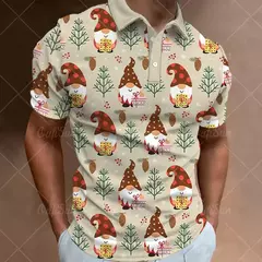 3D Natal Imprimir Polo T-shirts para homens, camisas soltas de grandes dimensões, Street Designer, mangas curtas, roupas simples, alta qualidade - comprar online