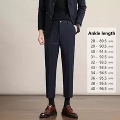 Calça casual justa masculina, cortina avançada, terno formal grosso para escritório, preto, marrom, cinza, azul, outono e inverno - Wolf Magazine