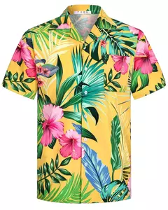 Camisa havaiana masculina de botão manga curta, estampada em coqueiro, camisa aloha, camisa casual de praia, plus size, moda verão, 6XL - Wolf Magazine