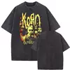 Camisetas com estampa de esqueleto masculinas, banda de rock vintage lavada, Korn caindo longe de mim, camiseta gótica, camiseta masculina extragrande, moda