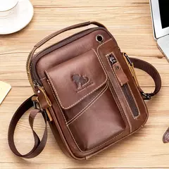 Bolsa de ombro multifuncional para homens Couro Crossbody Bag Bolsa de alta capacidade - Wolf Magazine