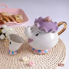 Disney-Bule bonito dos desenhos animados, Beleza e The Beast Coffee Pots Caneca, Mrs Potts, Chip Cup, Tea Pots, One Tea Sets, MINISO, Novo