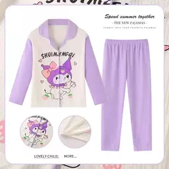 Imagem do Sanrio Cinnamon Kuromi Pijama infantil, pijama solto, cardigã casual, manga longa, minha melodia, roupas de anime kawaii, gola aleta