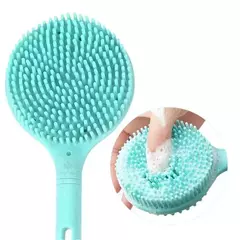 Dupla Face Escova De Banho De Silicone com Cabo Longo, Esfoliante Escova De Chuveiro, Esfoliante Corporal, Massagem Costas, Acessórios Do Banheiro, 1PC