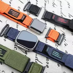 Banda de tecido de nylon para Apple Watch, compatível com as séries 9, 8, 7, 6, 5, 4, SE, Ultra2, 3, projetada para caber, 49mm, 42mm, 44 milímetros, 45 milímetros, 38 milímetros, 40 milímetros, 41 milímetros - comprar online