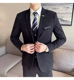 Terno xadrez formal masculino, vestido de noiva noivo, blazer de festa, calças, jaqueta, colete, calças, high-end, casual, escritório, marca - comprar online