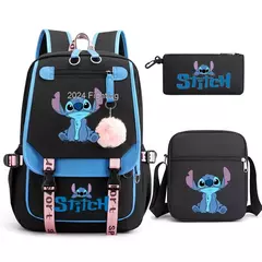 Lilo e Stitch Mochilas para Mulheres, Mala de Viagem Feminina, Mochila para Adolescentes, Meninas Bookbag, Melhor Presente, Mochila, 3Pcs