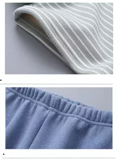 Imagem do Conjuntos de pijama listrado forrado de pelúcia para crianças, aconchegante, caloroso, projetado para outono e inverno, homewear, adequado para crianças, uso diário e sono