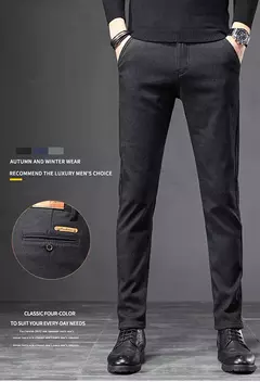 Calça executiva de cintura elástica masculina, tecido fosco, calça casual, terno social e formal, traje de primavera e outono, 2022