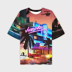 Imagem do Homens e mulheres Grand Theft Auto Vice City 3D Print Streetwear, Camisetas de grandes dimensões, Tees crianças, Tops roupas, novo jogo, GTA