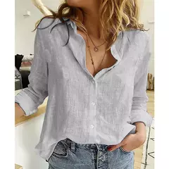 Camisas soltas grandes para mulheres, blusas vintage monocromáticas, tops elegantes para jovens, moda casual feminina, 2023, outono - comprar online