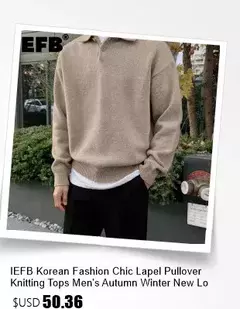 Imagem do Iefb-suéter de malha personalizado masculino, pulôveres finos, tops estilo coreano, design de nicho, moda masculina, outono, inverno, novo, 9C2550