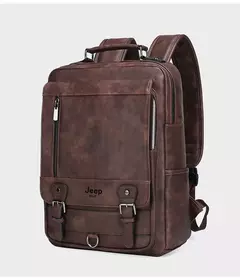 Imagem do JEEP BULUO-Mochila de Couro Masculina, Bolsa para Laptop, Grande Capacidade, Negócios, Viagem, Universidade, Escola, Mochilas, Moda, Masculino, 15,6";;VERDADEIRO;;"Brown