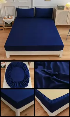 Kuup-Poliéster Equipado lençol e fronhas, monocromático, elástico, em torno da tampa do colchão, cama queen size, 3pcs - Wolf Magazine