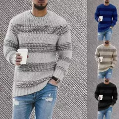 Pulôver com decote em O masculino, suéter de inverno, malha quente, roupa clássica, nova moda - comprar online