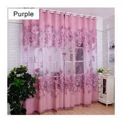 Flower Jacquard Tulle Window Curtain, Drape Lace, Voile Sheer Bordado, Quarto, Varanda, Living Room Decor, 100x250cm, 1Pc